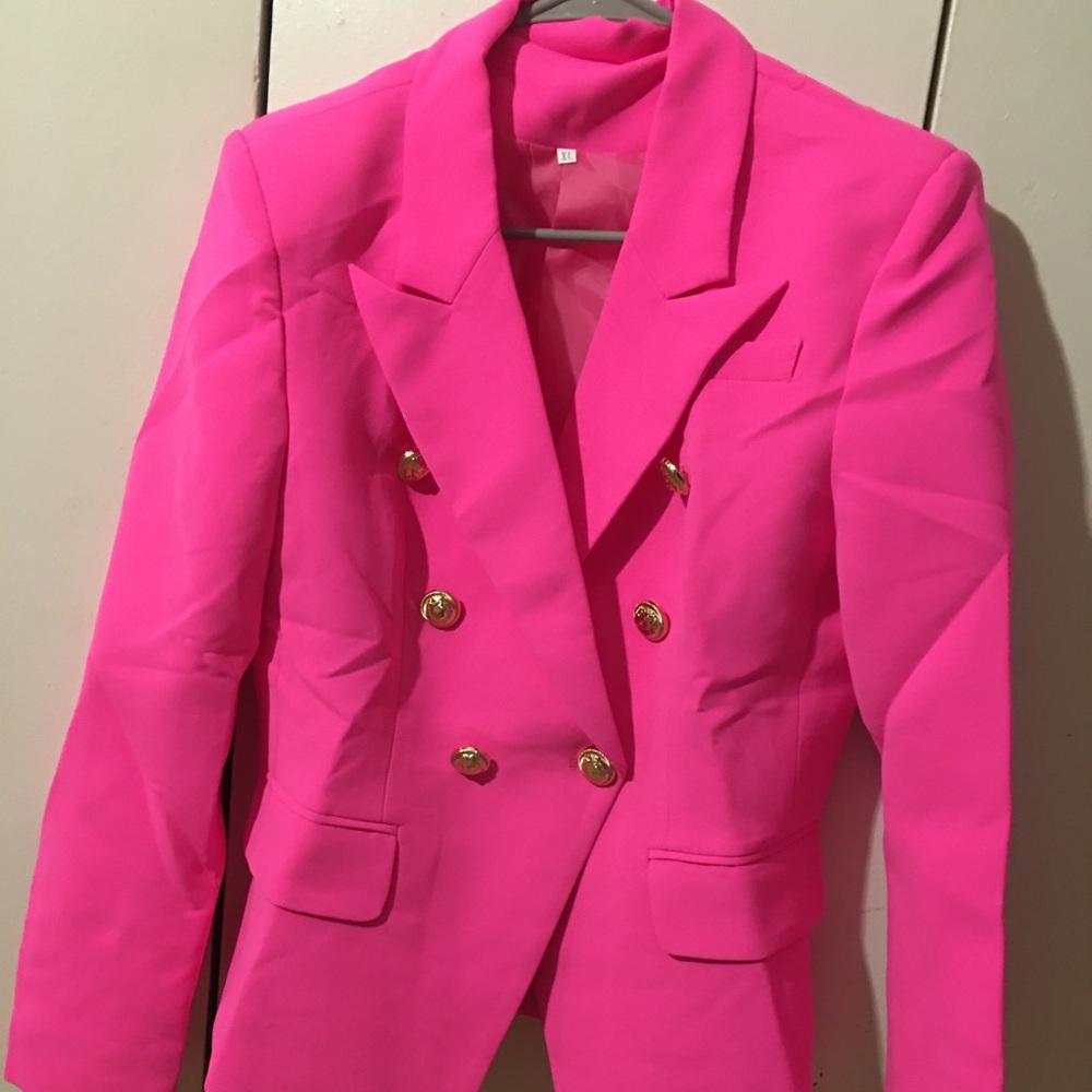 Pink double breasted blazer